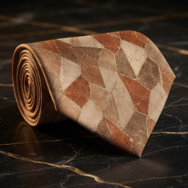 Rustieke Terracotta en Zandsteen Marmeren Geometri Stropdas