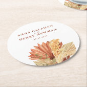 Rustieke Terracotta Gedroogde Palm Leaf Wedding Ronde Kartonnen Onderzetter (Gebogen)