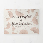 Rustieke Terracotta Ginkgo Loof Huwelijk Drieluik Uitnodiging (Cover)