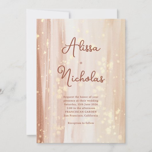 Rustieke Terracotta Gold Waterverf & Script bruilo Kaart (Voorkant)