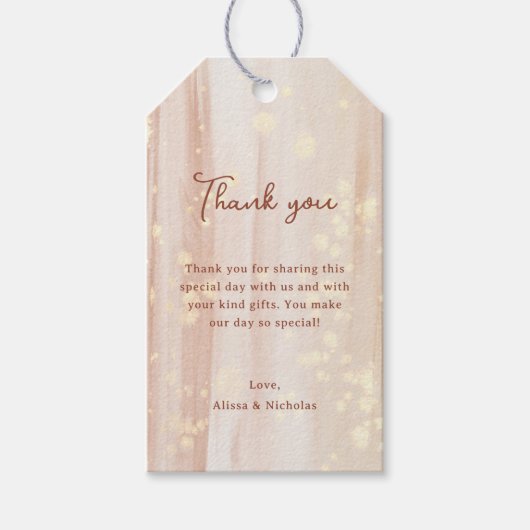 Rustieke Terracotta Goud Monogram Bruiloft Dank u Cadeaulabel (Voorkant)