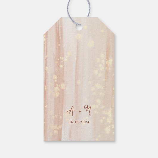 Rustieke Terracotta Goud Monogram Bruiloft Dank u Cadeaulabel (Achterkant)