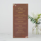 Rustieke Terracotta & Gouden Trouwdiner Menu (Staand voorkant)