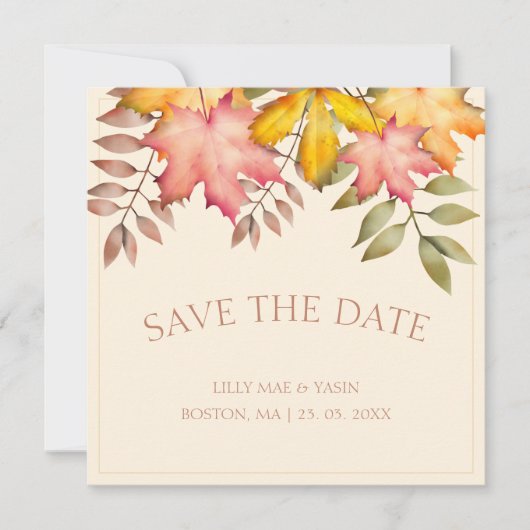 Rustieke Terracotta Herfst Bladeren Bruiloft Save The Date (Voorkant)