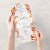 Rustieke terracotta herfst bloemenkalligrafie brui all in one uitnodiging (Afscheurbaar)