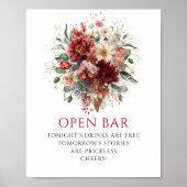 Rustieke Terracotta Herfst Bloemstuk Open Bar Bord Poster (Voorkant)