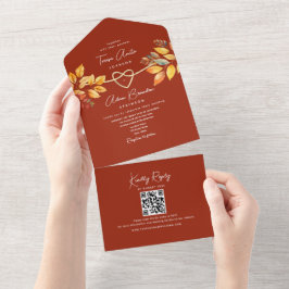 Rustieke Terracotta Herfst Bruiloft All In One Uitnodiging