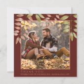 Rustieke terracotta herfst herfst bladeren foto br bedankkaart (Voorkant)