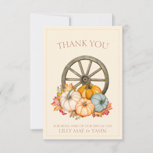 Rustieke Terracotta herfst Herfst pompoenen bruilo Bedankkaart (Voorkant)