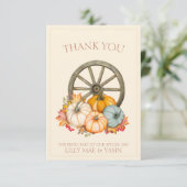 Rustieke Terracotta herfst Herfst pompoenen bruilo Bedankkaart (Staand voorkant)