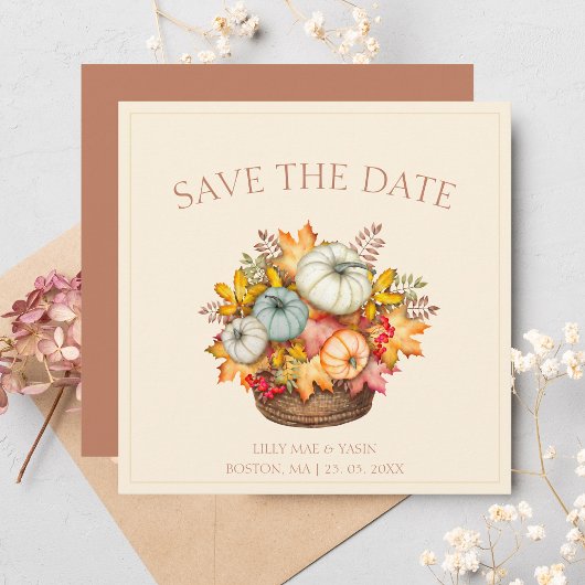 Rustieke Terracotta herfst Herfst pompoenen bruilo Save The Date