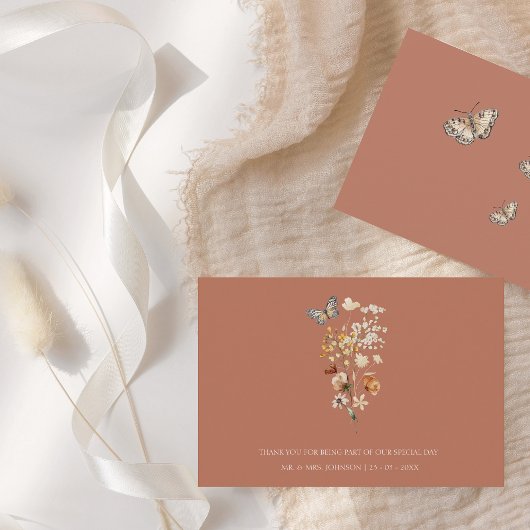 Rustieke Terracotta Herfst Herfst Wildbloemen Brui Bedankkaart