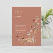 Rustieke Terracotta Herfst Herfst Wildbloemen Brui Kaart (Staand voorkant)