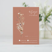 Rustieke Terracotta Herfst Herfst Wildbloemen Brui RSVP Kaartje (Staand voorkant)