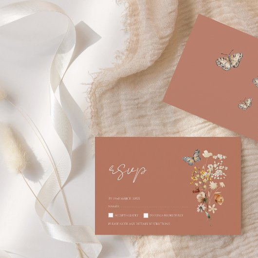 Rustieke Terracotta Herfst Herfst Wildbloemen Brui RSVP Kaartje