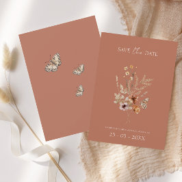 Rustieke Terracotta Herfst Herfst Wildbloemen Brui Save The Date