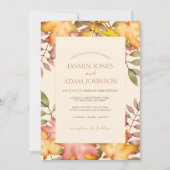 Rustieke Terracotta Herfst herfstbladeren bruiloft Kaart (Voorkant)