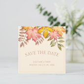 Rustieke Terracotta Herfst herfstbladeren bruiloft Save The Date (Staand voorkant)