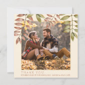 Rustieke terracotta Herfst herfstbladeren foto bru Bedankkaart (Voorkant)