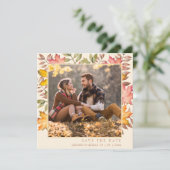 Rustieke terracotta Herfst herfstbladeren foto bru Save The Date (Staand voorkant)