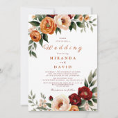 Rustieke Terracotta Herfst Pampas Grass Wedding Kaart (Voorkant)