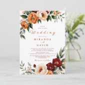 Rustieke Terracotta Herfst Pampas Grass Wedding Kaart (Staand voorkant)