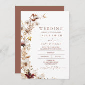 Rustieke Terracotta Herfst Wildflowers Wedding Kaart (Voorkant / Achterkant)