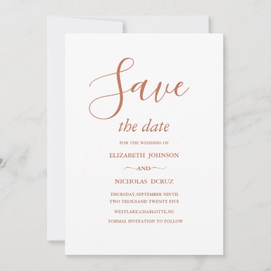 rustieke terracotta herfstbruiloft Save The Date K (Voorkant)