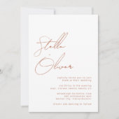 Rustieke Terracotta Kalligrafie Details Huwelijk Kaart (Voorkant)