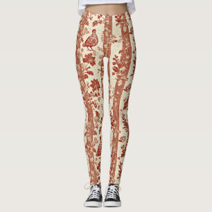 Rustieke Terracotta Kip Toile Streeppatroon Leggings