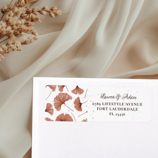 Rustieke Terracotta Loof Bruiloft Label