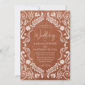 Rustieke Terracotta Mexicaanse bruiloft uitnodigin Kaart (Voorkant)