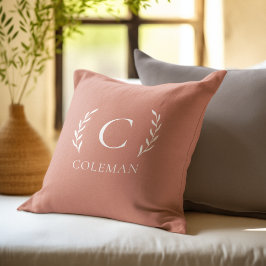 Rustieke Terracotta Monogram Eerste Letter Binnen  Kussen