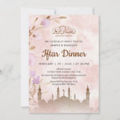 Rustieke Terracotta Moskee en Bloemrijke Iftar-din Kaart (Voorkant)
