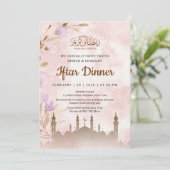 Rustieke Terracotta Moskee en Bloemrijke Iftar-din Kaart (Staand voorkant)