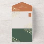 Rustieke Terracotta Olijfgroen Fall Wedding All In One Uitnodiging (Buitenkant)