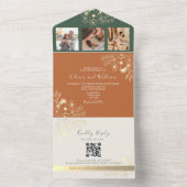 Rustieke Terracotta Olijfgroen Fall Wedding All In One Uitnodiging (Binnen)