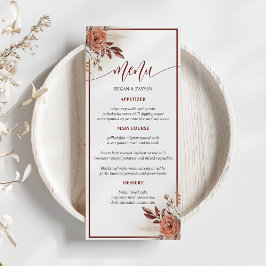 Rustieke Terracotta Pampas Gras Bloem Bruiloftsmen Menu