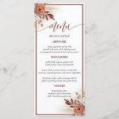 Rustieke terracotta pampas gras bloemenbruiloft me menu (Voorkant)