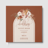 Rustieke Terracotta Pampas Grass Boho Boog Huwelij Gastenboek (Voorkant)