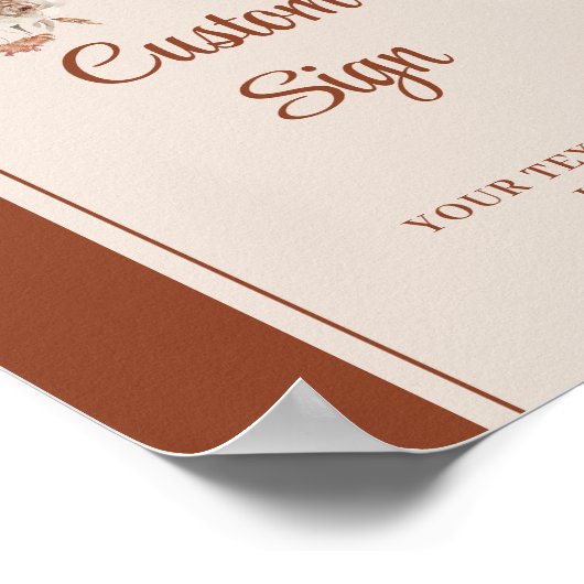 Rustieke Terracotta Pampas Sage Boho Floral Weddin Poster (Hoek)