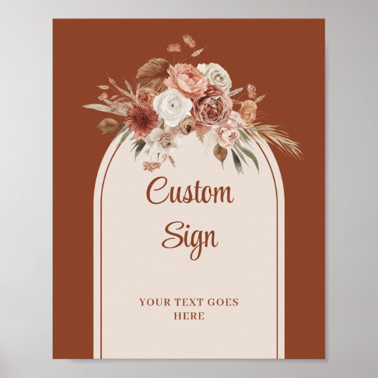 Rustieke Terracotta Pampas Sage Boho Floral Weddin Poster (Voorkant)