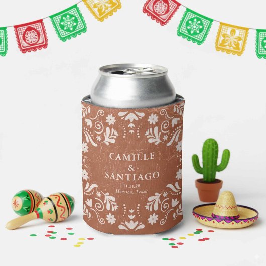 Rustieke Terracotta Papel Picado bruiloft Blikjeskoeler