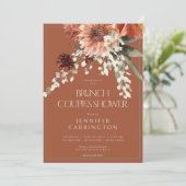 Rustieke Terracotta Roest Bloemen Douche CUSTOM 4 Kaart (Staand voorkant)