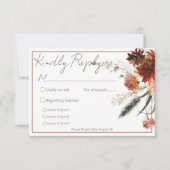 Rustieke terracotta roest bloemen drie diner RSVP kaartje (Voorkant)