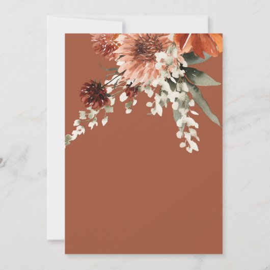 Rustieke Terracotta Rust Bloemen Bruidsbrunch Kaart (Achterkant)