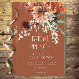 Rustieke Terracotta Rust Bloemen Bruidsbrunch Kaart