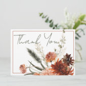 Rustieke Terracotta Rust Bloemen Bruiloft Bedankkaart (Staand voorkant)