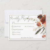 Rustieke Terracotta Rust Bloemen Bruiloft RSVP Kaartje (Voorkant)