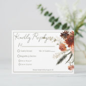 Rustieke Terracotta Rust Bloemen Bruiloft RSVP Kaartje (Staand voorkant)